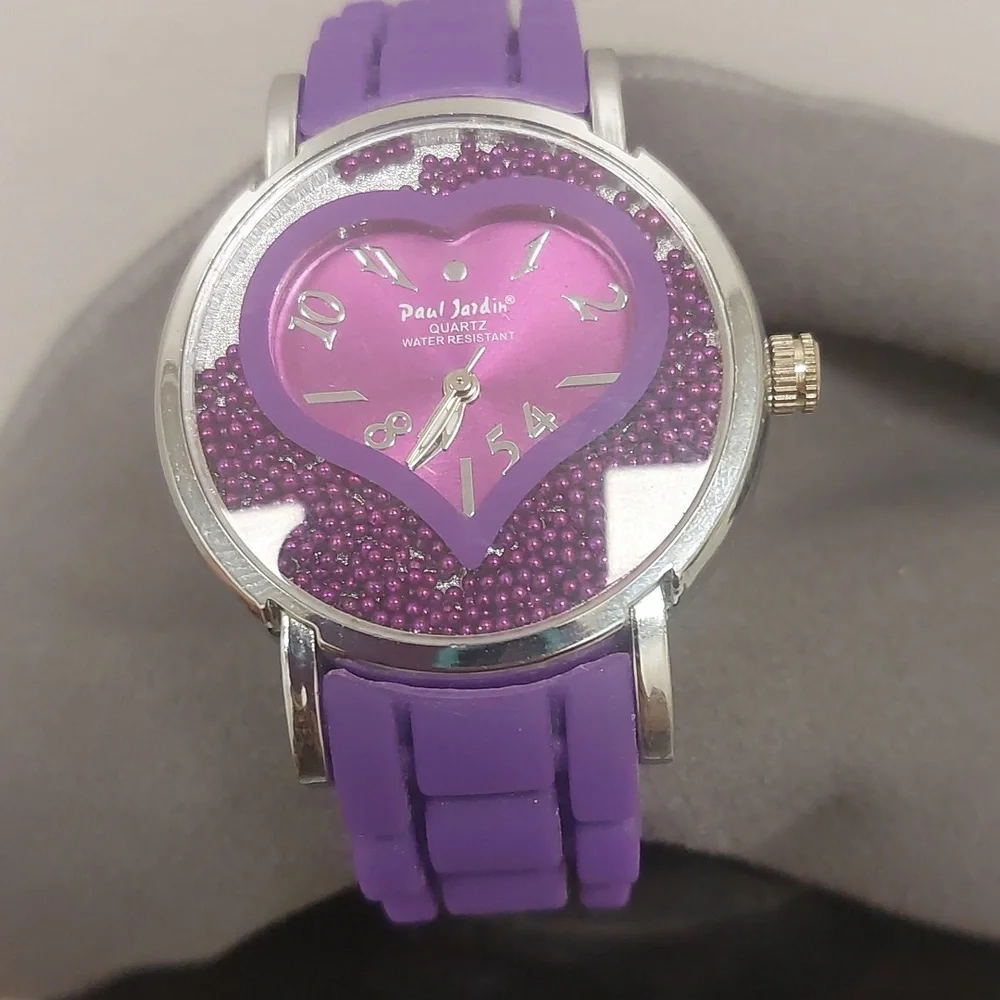 Paul Jardin Purple Stainless Steel Water Resistant Analog Silicone Watch